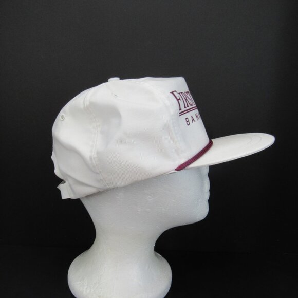 First Macon Bank & Trust Logo Men's White Wide Brim Adj Strap Back Cap Hat - Picture 4 of 8
